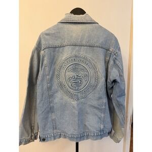 VTG United States Marine Corps Jean Jacket Adult Blue Denim Embossed